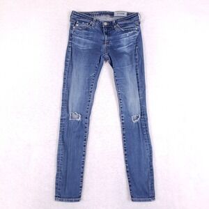 AG Adriano Goldschmied The Legging Ankle 25R Super Skinny Blue Distressed Jean
